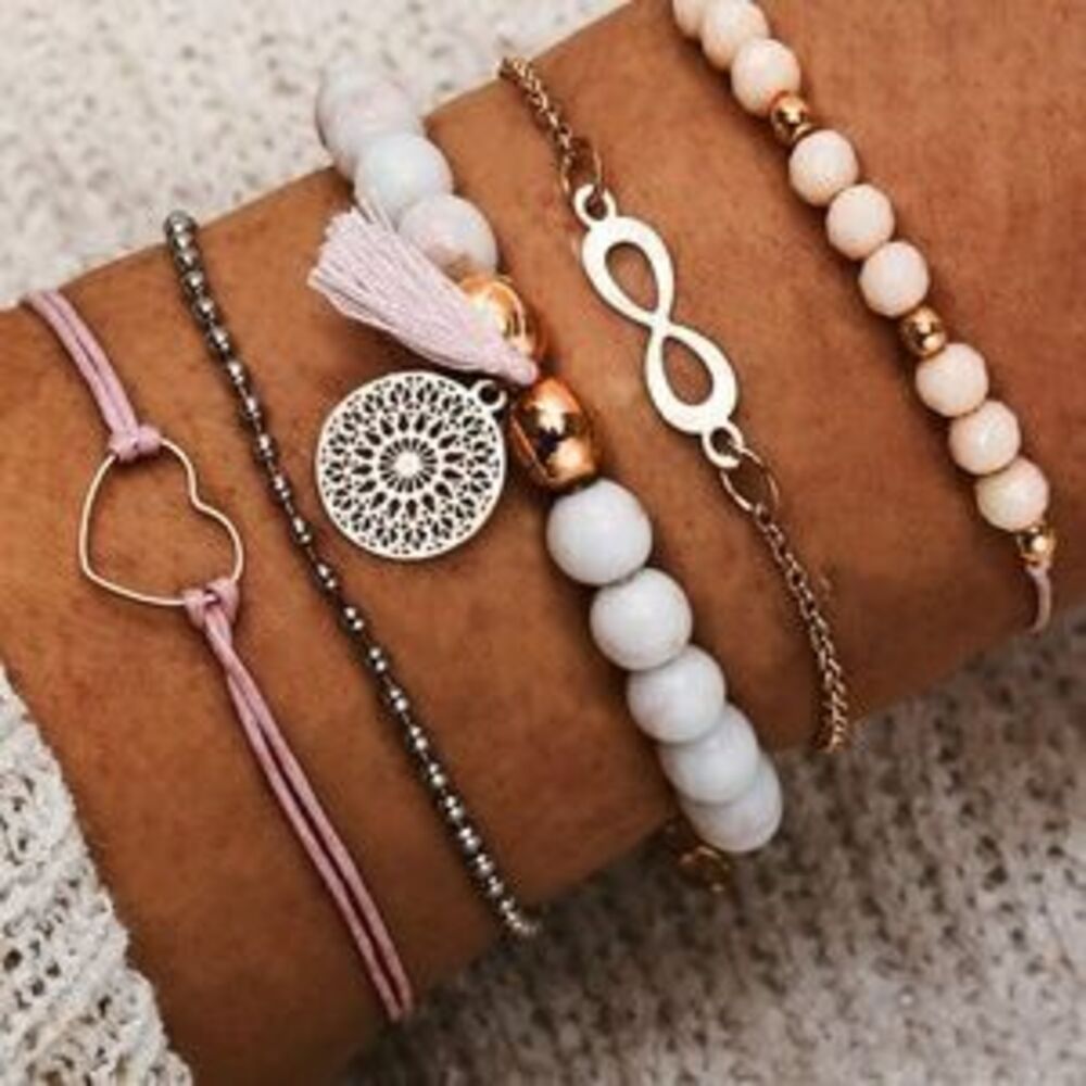 5 bracelet Heart tassel bracelet set